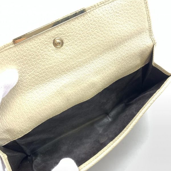 1240001037223 9 Gucci GG Canvas Long Wallet Canvas Leather Beige Brown White