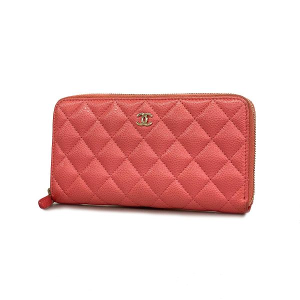 1240001037270 1 Chanel Long Wallet Matelasse Caviar Skin Pink