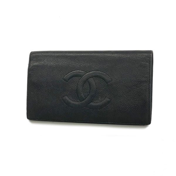 1240001037271 1 Chanel Long Wallet Caviar Black Silver Hardware