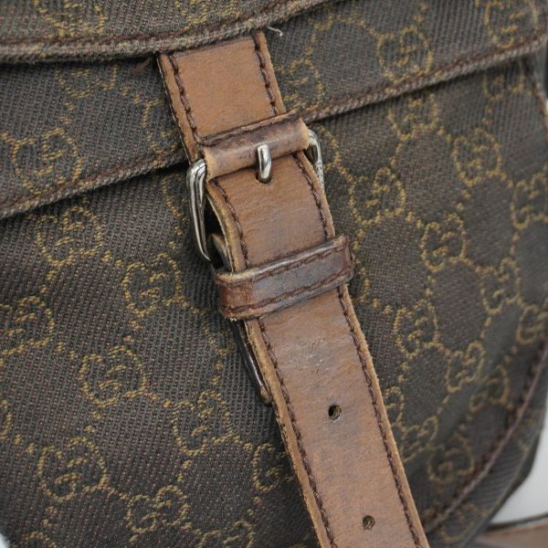 1240001037290 14 Gucci GG Canvas Leather Shoulder Bag Brown