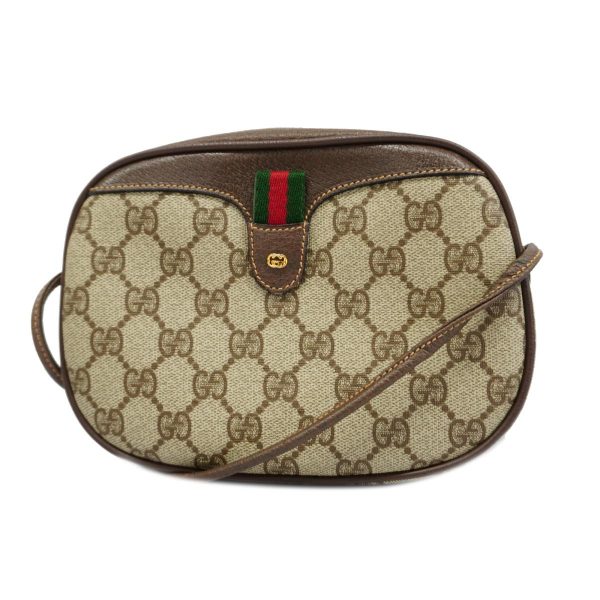 1240001037321 1 Gucci GG Supreme Sherry Line Shoulder Bag Brown