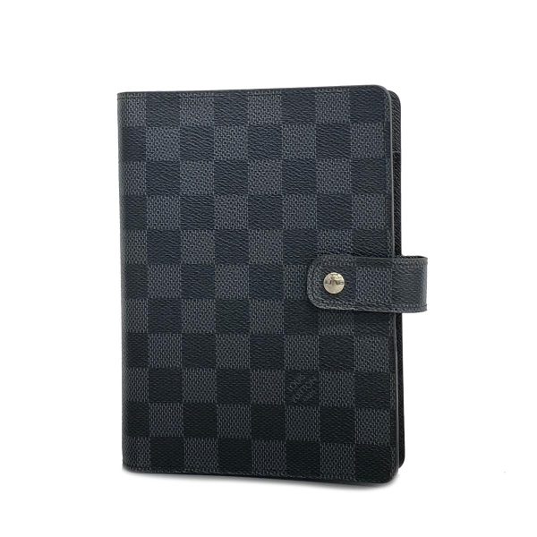 1240001037401 1 Louis Vuitton Notebook Cover Agenda Mm Black Gray