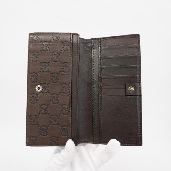 1240001037430 3 Gucci Long Wallet Guccisima Leather Brown