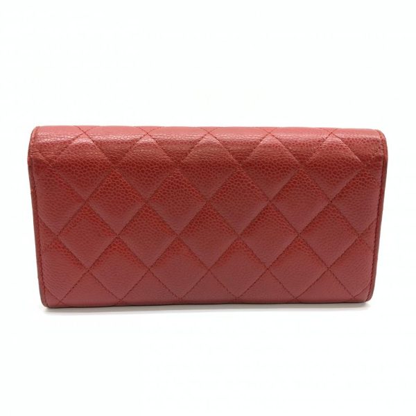 1240001037560 14 Chanel Caviar Skin Matelasse Bifold Wallet Red