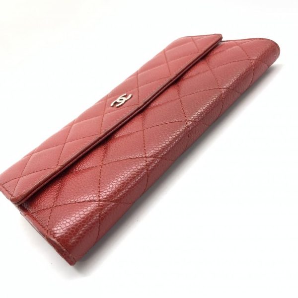 1240001037560 15 Chanel Caviar Skin Matelasse Bifold Wallet Red