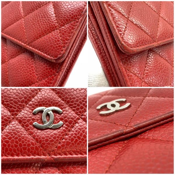 1240001037560 18 Chanel Caviar Skin Matelasse Bifold Wallet Red