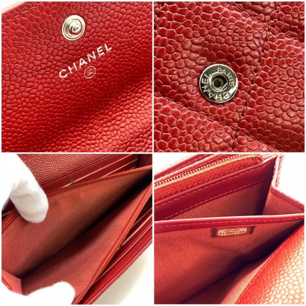 1240001037560 19 Chanel Caviar Skin Matelasse Bifold Wallet Red