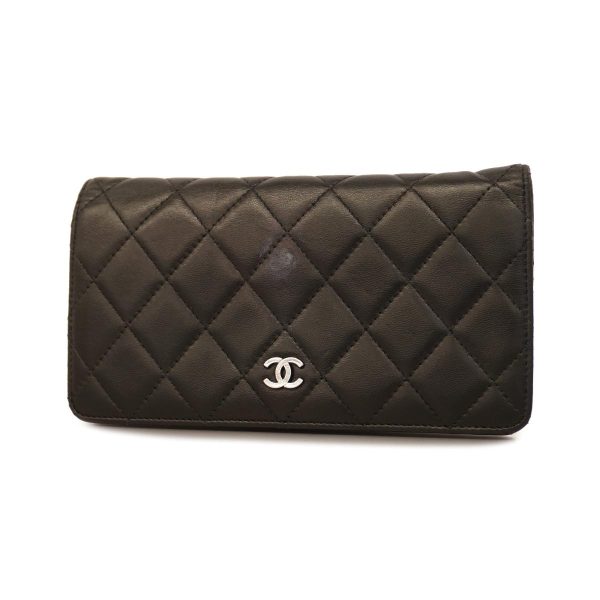 1240001037563 1 Chanel Long Wallet Matelasse Lambskin Black