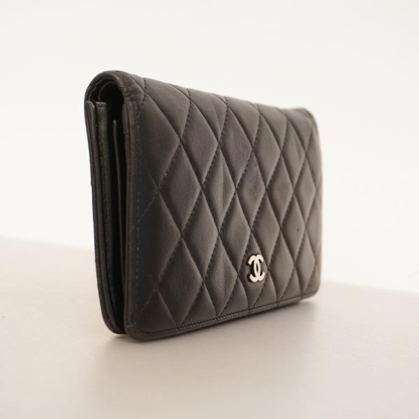 1240001037563 2 Chanel Long Wallet Matelasse Lambskin Black