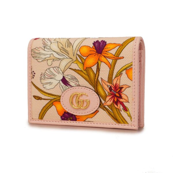 1240001037565 1 Gucci GG Marmont Flora Canvas Wallet Leather Pink