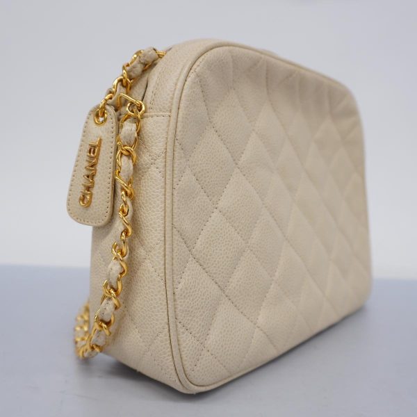 1240001037633 2 Chanel Matelasse Chain Shoulder Caviar Skin White