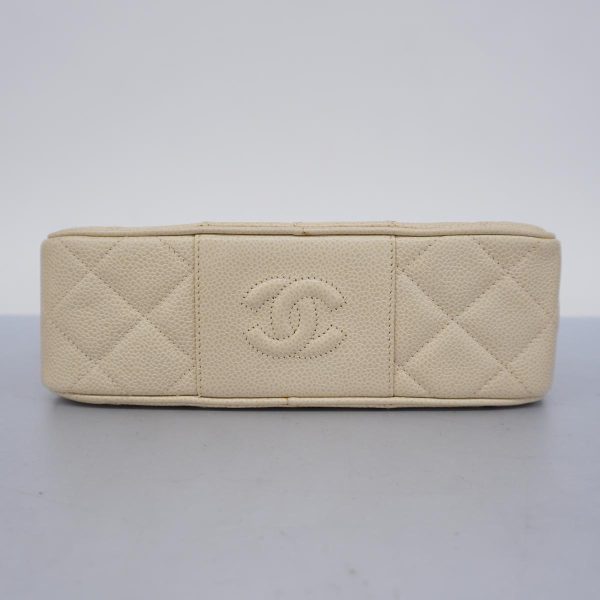 1240001037633 3 Chanel Matelasse Chain Shoulder Caviar Skin White