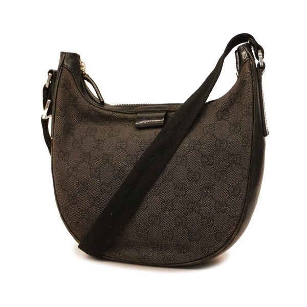 1240001037637 1 Gucci GG Canvas Leather Shoulder Bag Gray Black