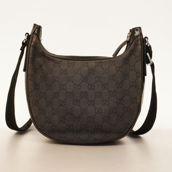 1240001037637 13 Gucci GG Canvas Leather Shoulder Bag Gray Black