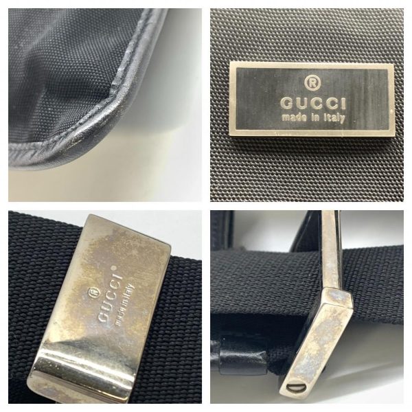 1240001037669 9 Gucci Shoulder Bag Nylon Leather Black Silver