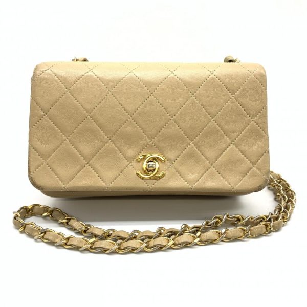 1240001037671 1 Chanel Lambskin Chain Shoulder Bag Beige