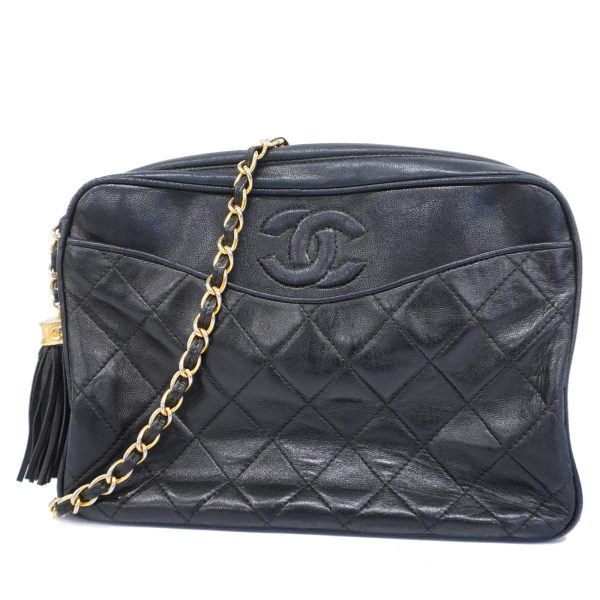 1240001037700 1 Chanel Matelasse Shoulder Bag Fringes Black