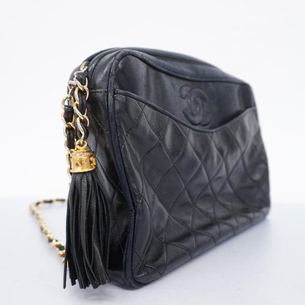 1240001037700 2 Chanel Matelasse Shoulder Bag Fringes Black