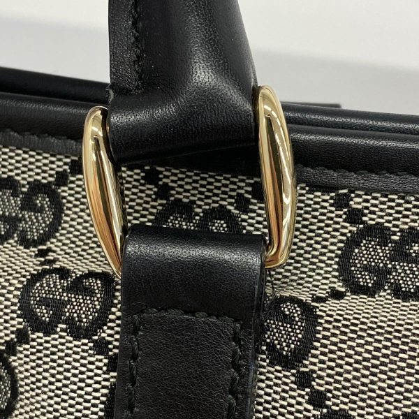 1240001037775 10 Gucci GG Canvas Tote Bag Black Gold Hardware