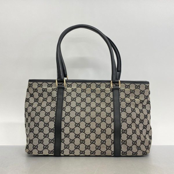 1240001037775 11 Gucci GG Canvas Tote Bag Black Gold Hardware