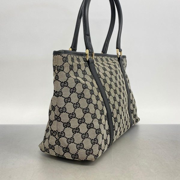 1240001037775 2 Gucci GG Canvas Tote Bag Black Gold Hardware