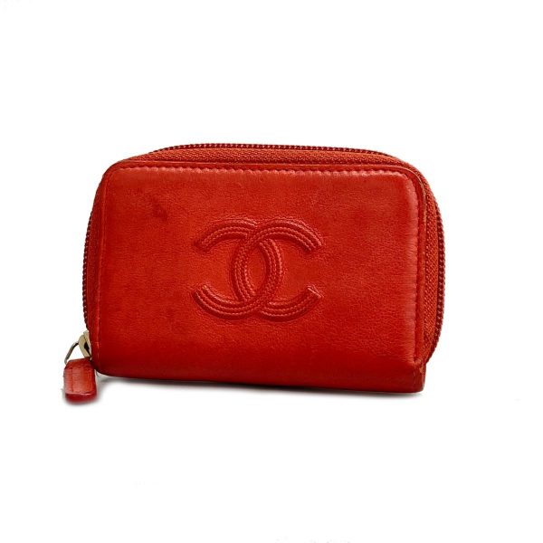 1240001037806 1 Chanel Coin Case Lambskin Red Gold Hardware