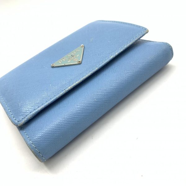 1240001037902 5 PRADA Trifold Wallet Saffiano Leather Blue