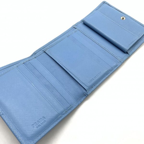 1240001037902 6 PRADA Trifold Wallet Saffiano Leather Blue