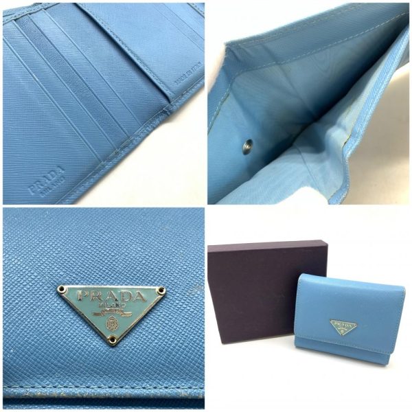 1240001037902 9 PRADA Trifold Wallet Saffiano Leather Blue