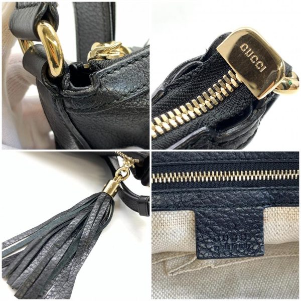 1240001037903 7 Gucci Soho Interlocking G Fringe Shoulder Bag Crossbody Leather Black