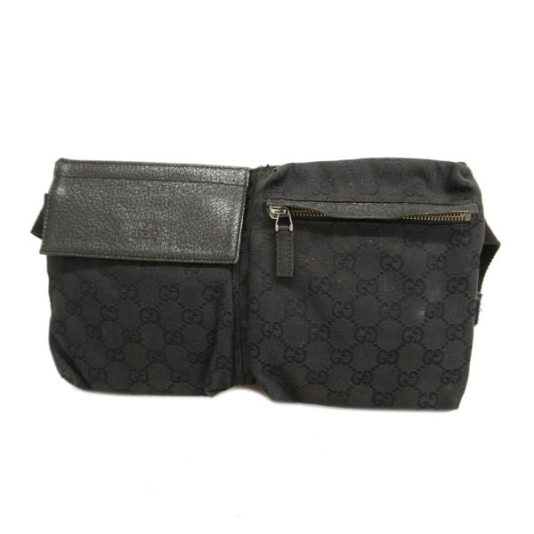 1240001037967 1 Gucci Waist Bag GG Canvas Black Silver Hardware