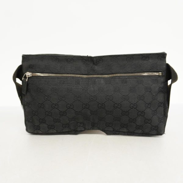 1240001037967 12 Gucci Waist Bag GG Canvas Black Silver Hardware