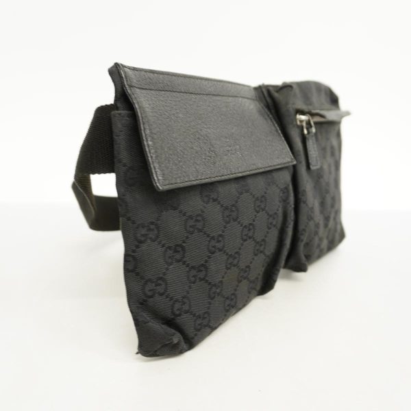 1240001037967 2 Gucci Waist Bag GG Canvas Black Silver Hardware