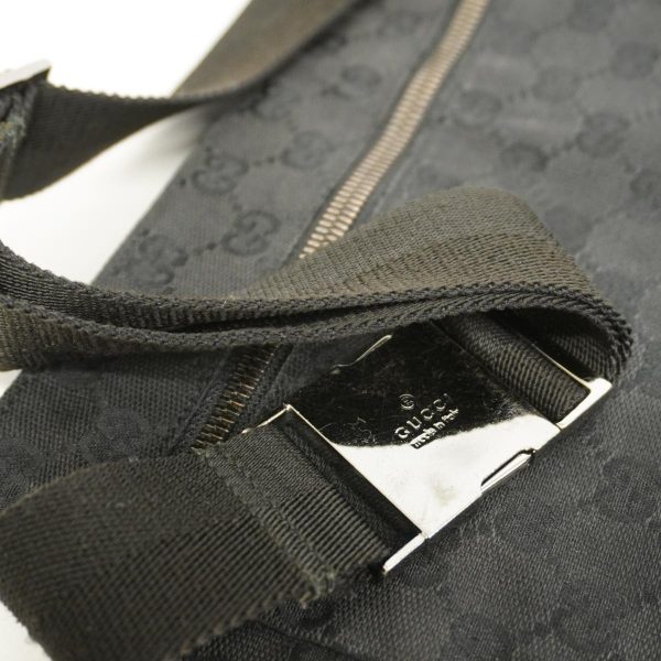 1240001037967 6 Gucci Waist Bag GG Canvas Black Silver Hardware