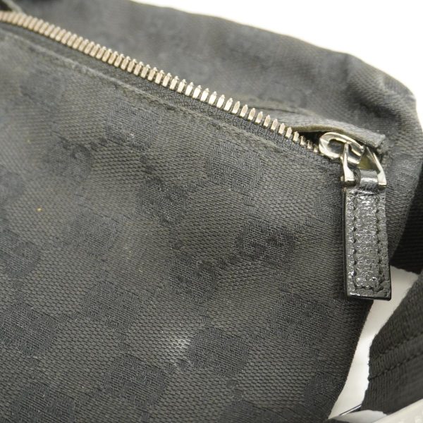 1240001037967 7 Gucci Waist Bag GG Canvas Black Silver Hardware