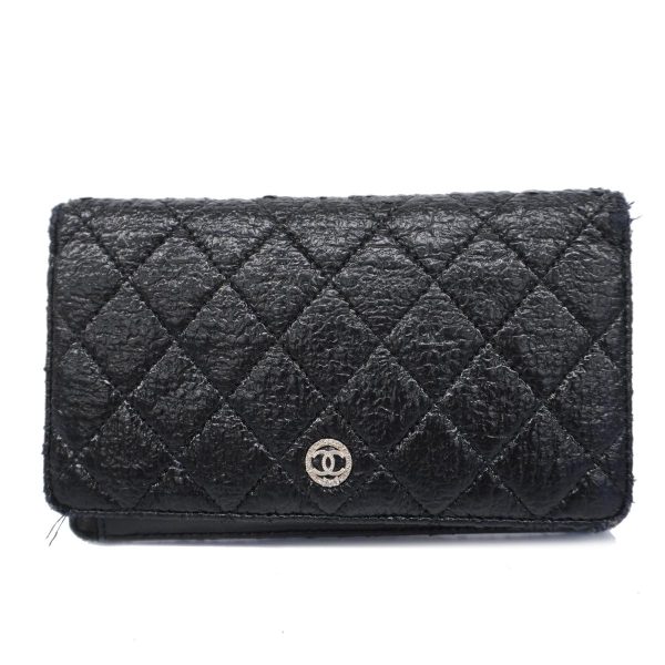 1240001038025 1 Chanel Long Wallet Matelasse Leather Black