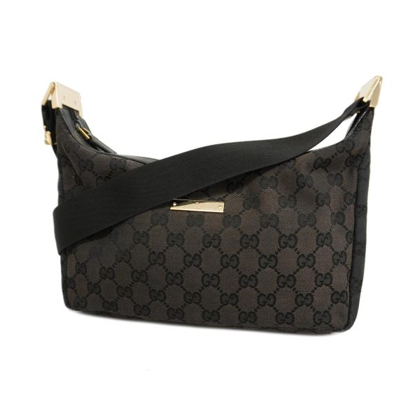 1240001038052 1 Gucci Shoulder Bag GG Canvas Black Champagne