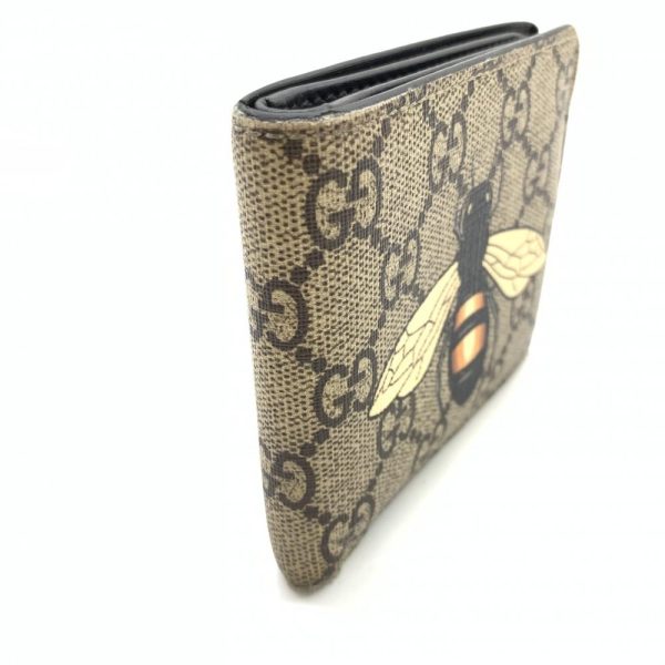 1240001038052 2 Gucci GG Supreme Compact Wallet Bifold Wallet Bee Brown Beige