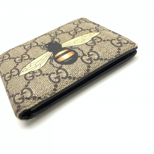 1240001038052 4 Gucci GG Supreme Compact Wallet Bifold Wallet Bee Brown Beige