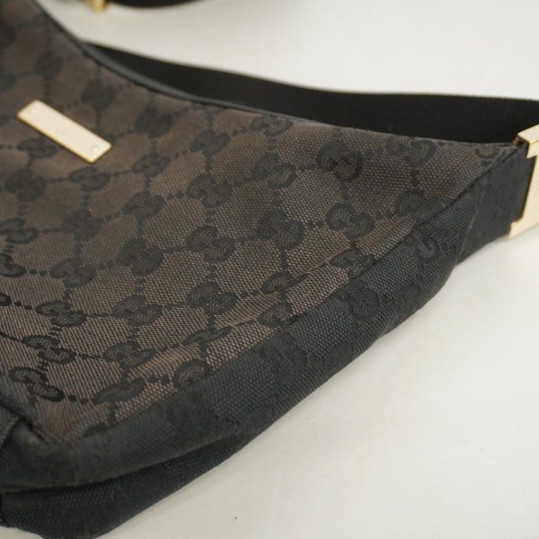 1240001038052 9 Gucci Shoulder Bag GG Canvas Black Champagne