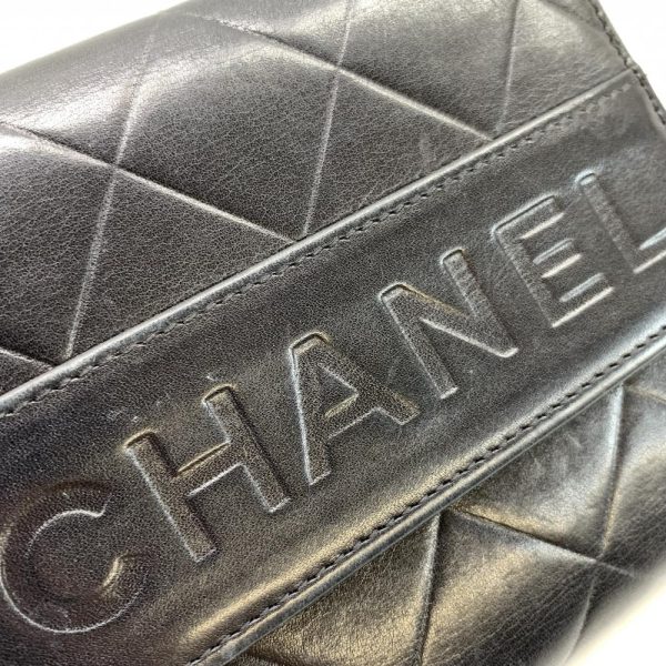 1240001038053 7 Chanel W Hook Bifold Wallet Matelasse Lambskin Leather Black