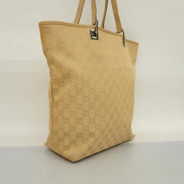 1240001038069 2 Gucci Tote Bag GG Canvas Beige Silver Hardware