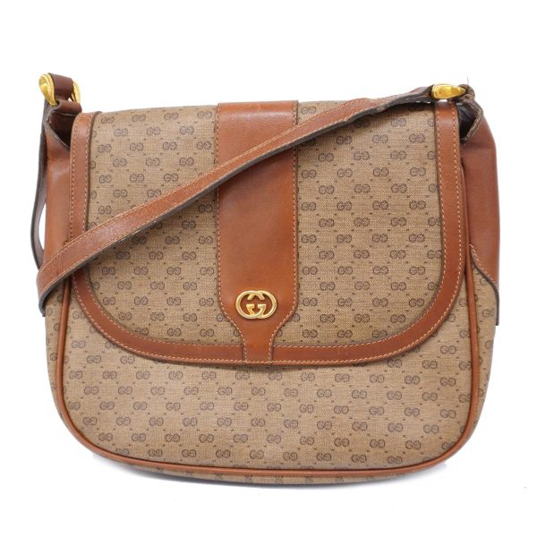 1240001038099 1 Gucci Shoulder Bag Micro GG Leather Brown Beige