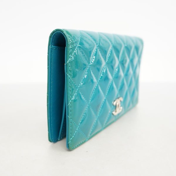 1240001038160 2 1 Chanel Long Wallet Matelasse Patent Leather Blue