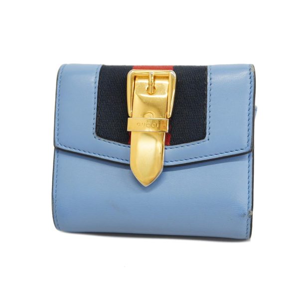 1240001038180 1 Gucci Wallet Sherry Line Sylvie Blue Gold Hardware