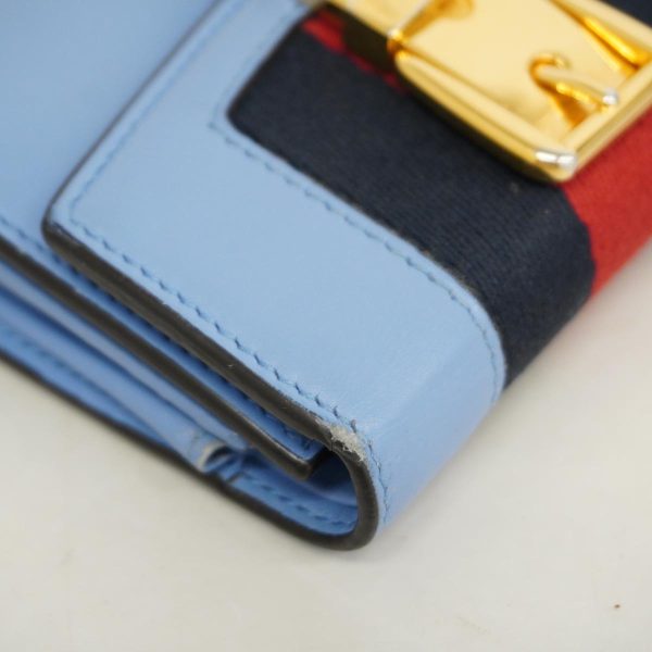 1240001038180 7 Gucci Wallet Sherry Line Sylvie Blue Gold Hardware