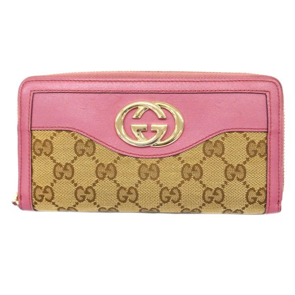 1240001038185 1 Gucci Long Wallet GG Canvas Leather Pink Beige