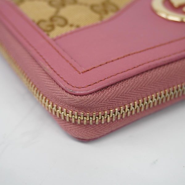 1240001038185 10 Gucci Long Wallet GG Canvas Leather Pink Beige