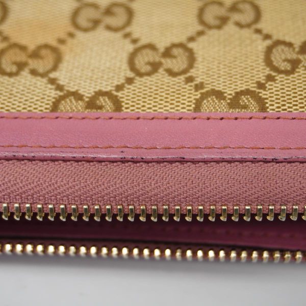 1240001038185 12 Gucci Long Wallet GG Canvas Leather Pink Beige