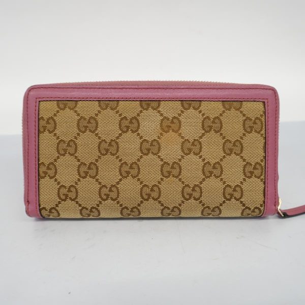 1240001038185 13 Gucci Long Wallet GG Canvas Leather Pink Beige